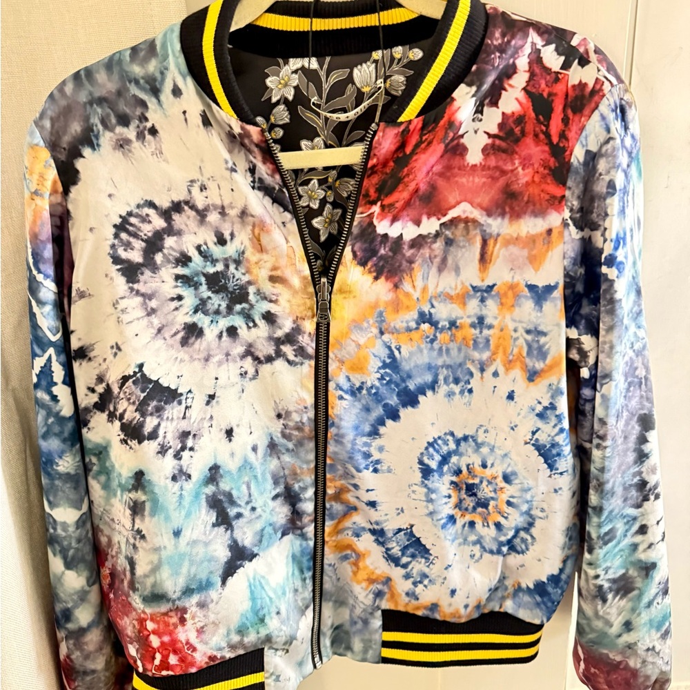 Alice + Olivia Multicolor Tie-Dye Bomber Jacket